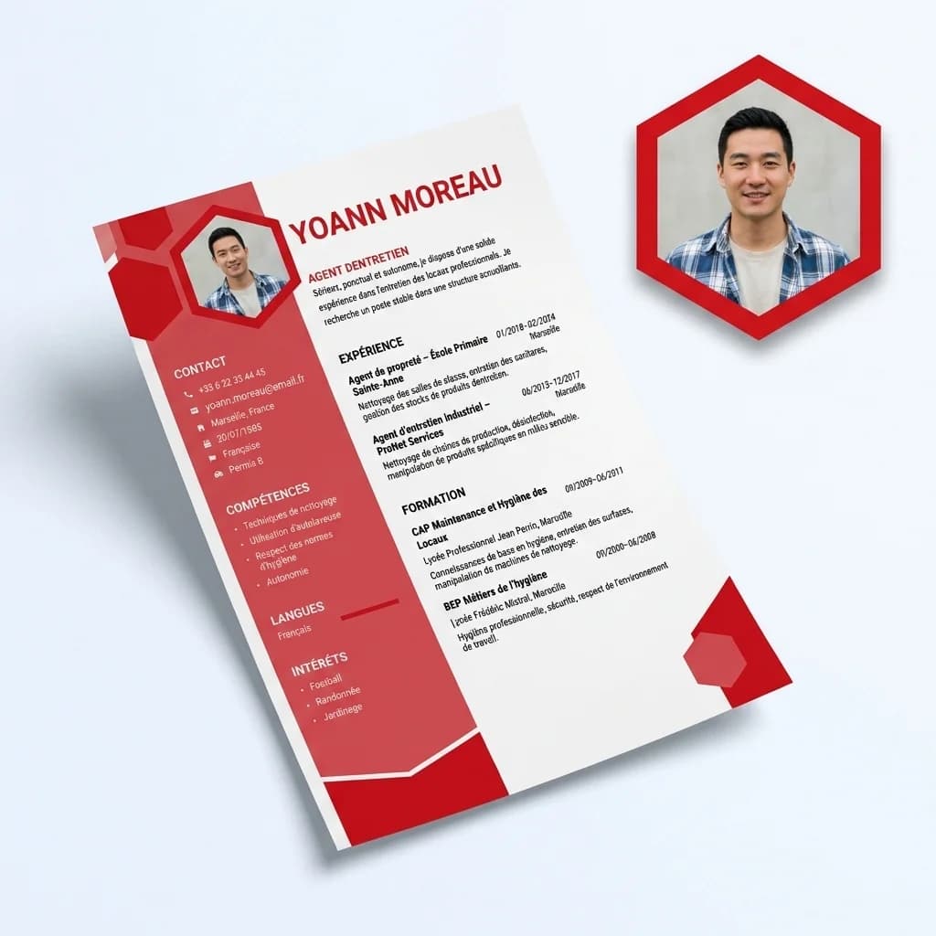 Interface de l'éditeur MyCVApp avec aperçu de CV avec photo