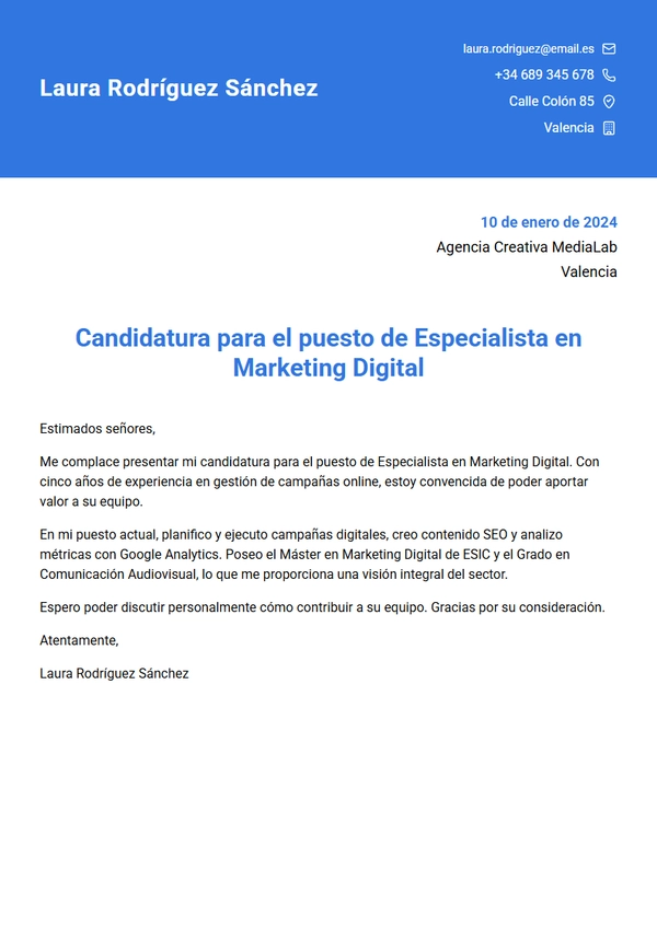California Cover Letter Template