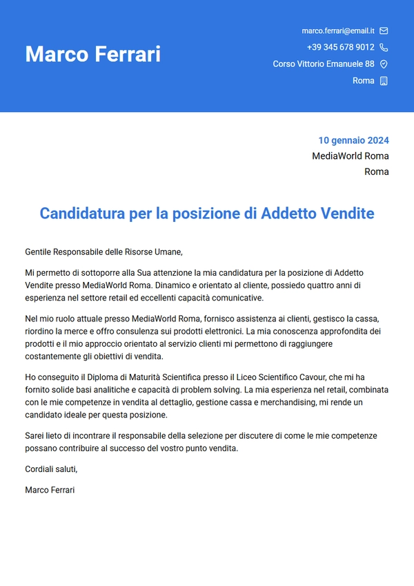 California Cover Letter Template